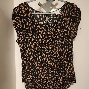 Apricot Black and Tan Print Blouse, Size L  NWT